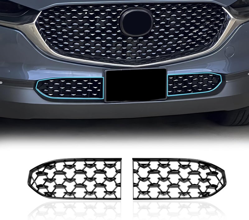 LUWU Front Grill Mesh Compatible With 2020-2025 2026 Mazda CX-30 Front Mesh Grill Inserts Trims Front Mesh Grille Cover Guard for 2025 2026 Mazda CX30 Car Exterior Accessories ABS Material, 2PCS - Image 1